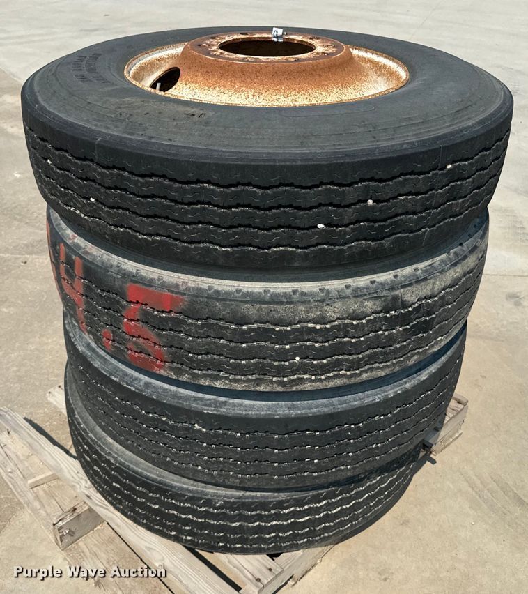 image for item EI4022 (4) Dayton 11R24.5 tires and wheels