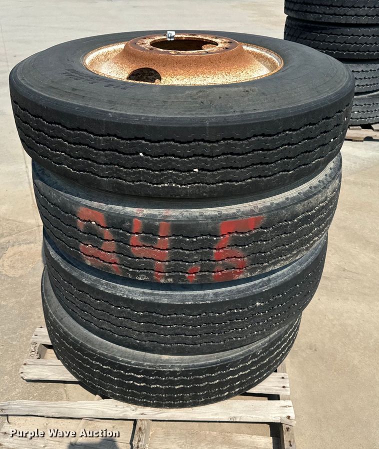 image for item EI4022 (4) Dayton 11R24.5 tires and wheels