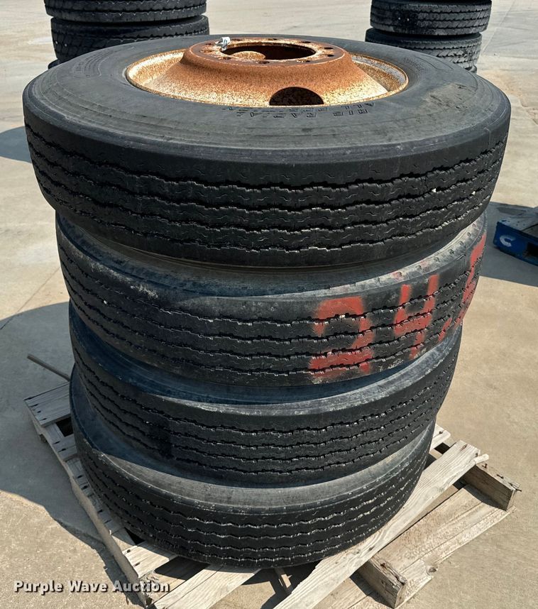 image for item EI4022 (4) Dayton 11R24.5 tires and wheels