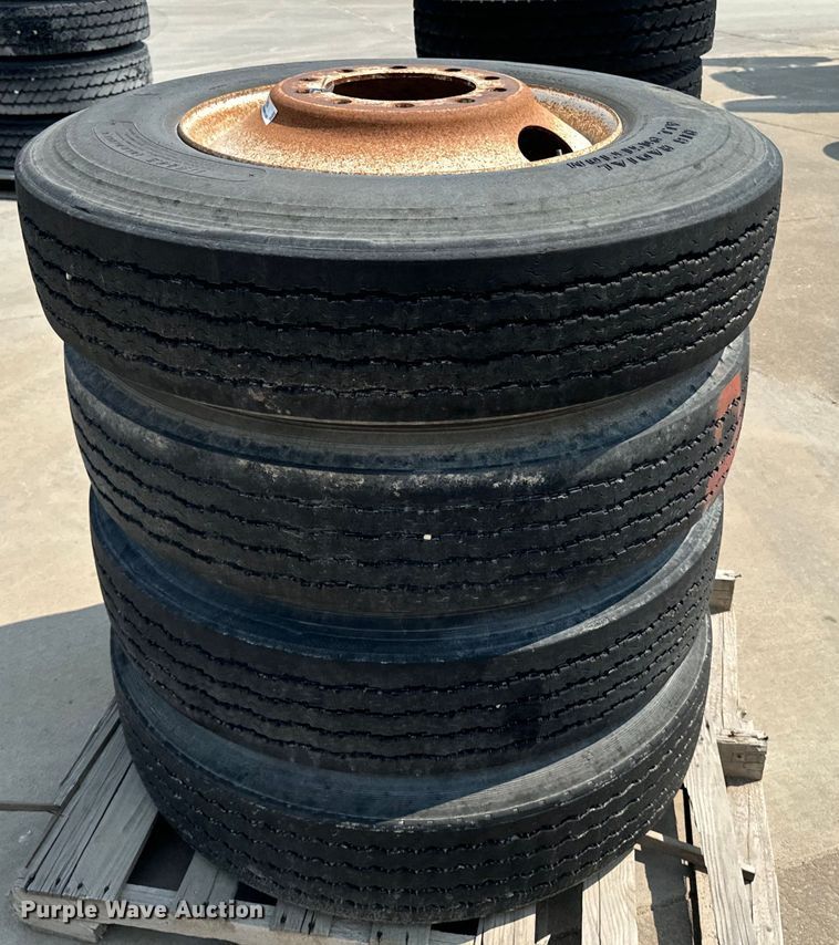 image for item EI4022 (4) Dayton 11R24.5 tires and wheels