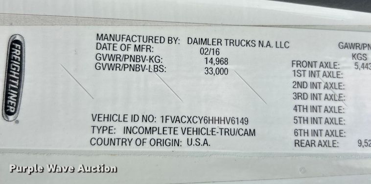 image for item EK4971 2017 Freightliner  Business Class M2 rollback truck