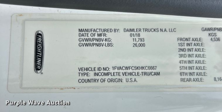 image for item EK4972 2019 Freightliner  Business Class M2 rollback truck