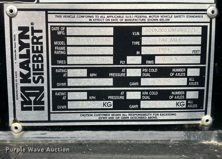 image for item LU9963 2021 Kalyn Siebert KS-HRG-3A-60T-MOD-9W lowboy equipment trailer