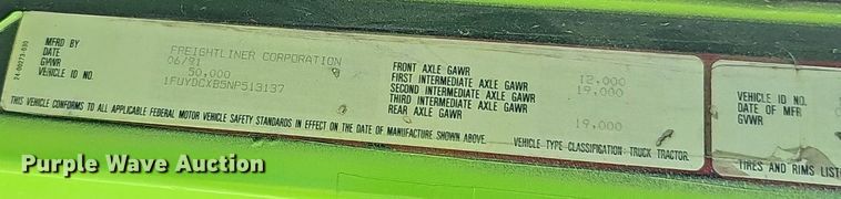 image for item ZA0476 1992 Freightliner semi truck