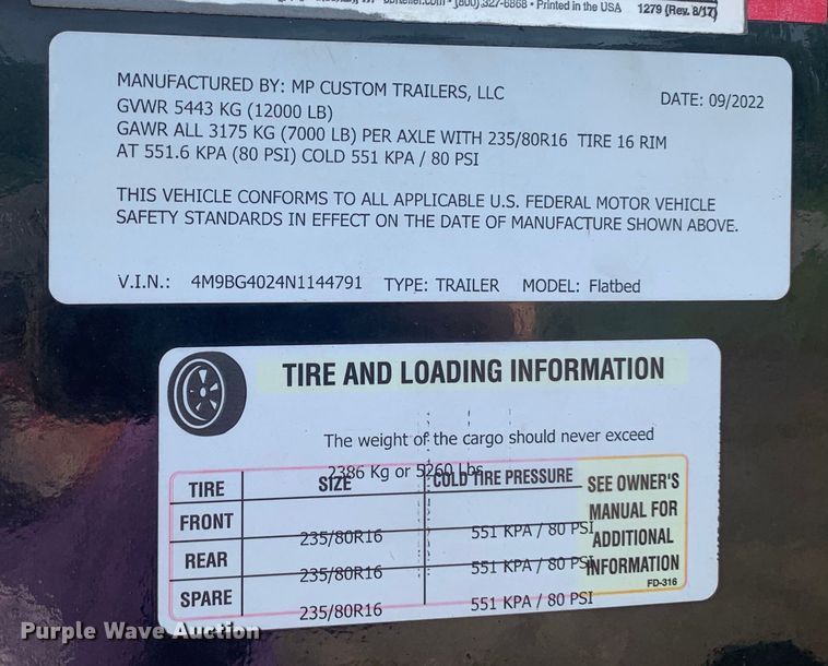 image for item DM7981 2022 MP Custom Flatbed 35 flatbed trailer