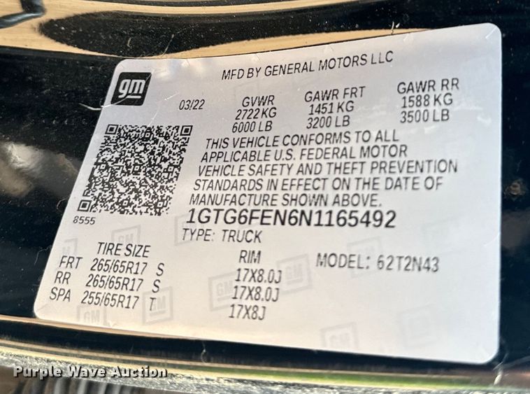 image for item DQ6949 2022 GMC Canyon Crew Cab pickup truck