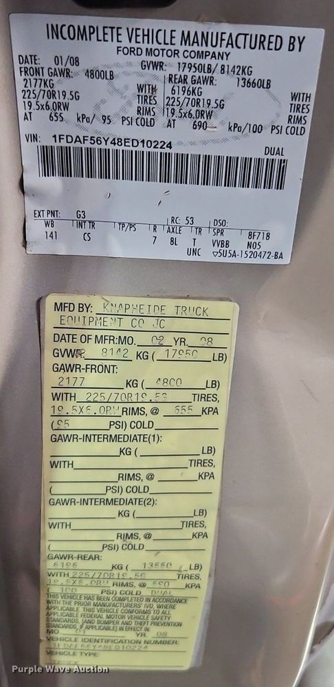 image for item DR8728 2008 Ford F550 Super Duty XL utility / service truck