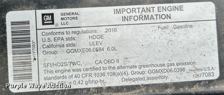 image for item EG0833 2016 Isuzu  NPR box truck