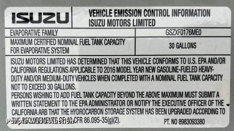 image for item EG0833 2016 Isuzu  NPR box truck