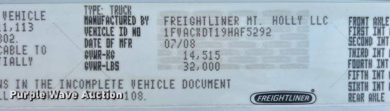 image for item EG0866 2009 Freightliner Business Class M2 box truck