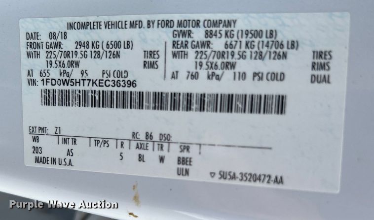 image for item EG0916 2019 Ford F550 Super Duty XL winch truck