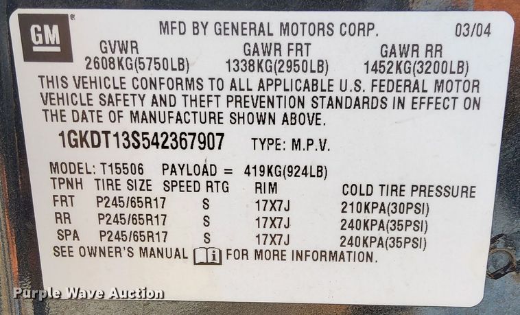 image for item EI8217 2004 GMC Envoy SUV