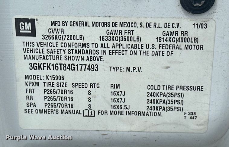 image for item EJ4485 2004 GMC Yukon 1500 SUV