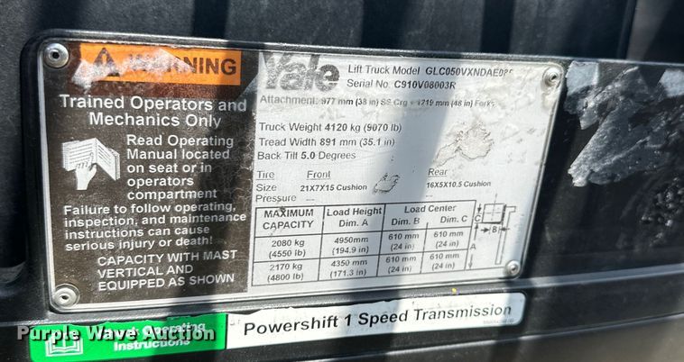 image for item EJ7140 Yale Veracitor 50VX forklift