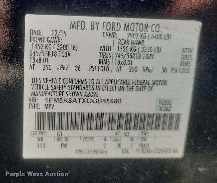 image for item EJ8012 2016 Ford  Explorer Police Interceptor  SUV