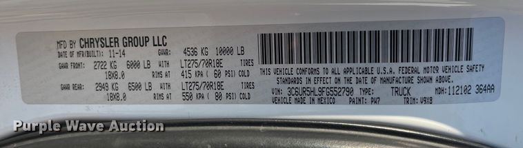 image for item EK8863 2015 Ram 2500HD Crew Cab pickup truck