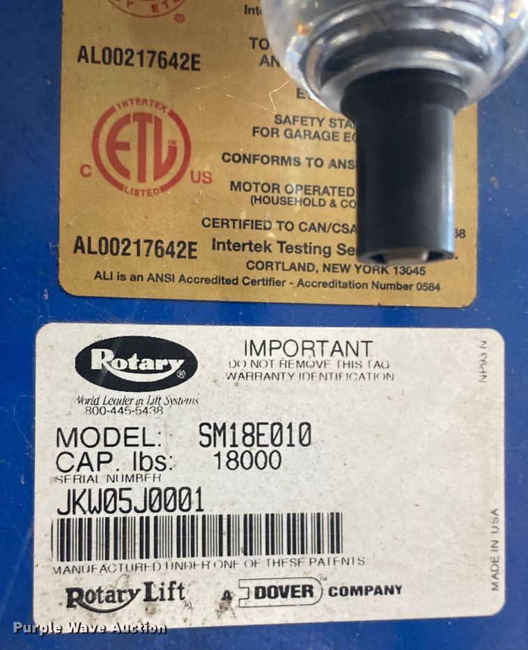 image for item EK8916 Rotary SM18E010 four post lift