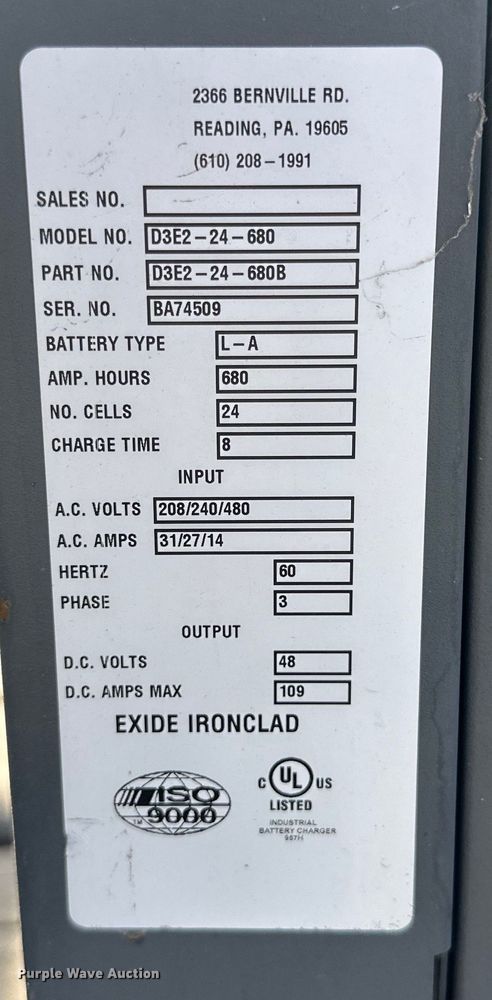 image for item IB9451 (3) forklift chargers