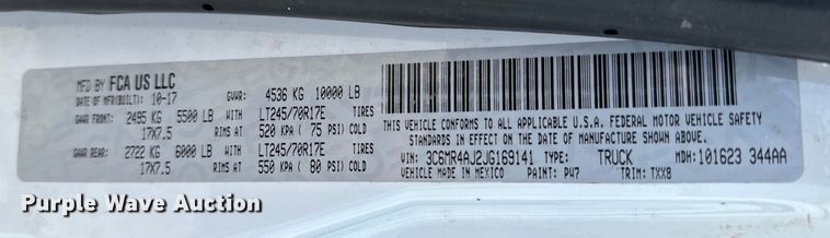 image for item LF9861 2018 Dodge Ram 2500HD pickup truck