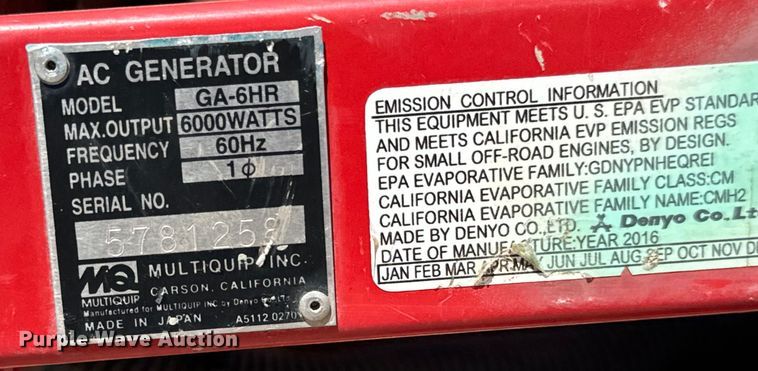 image for item LF9929 (3) Multiquip welder/generators