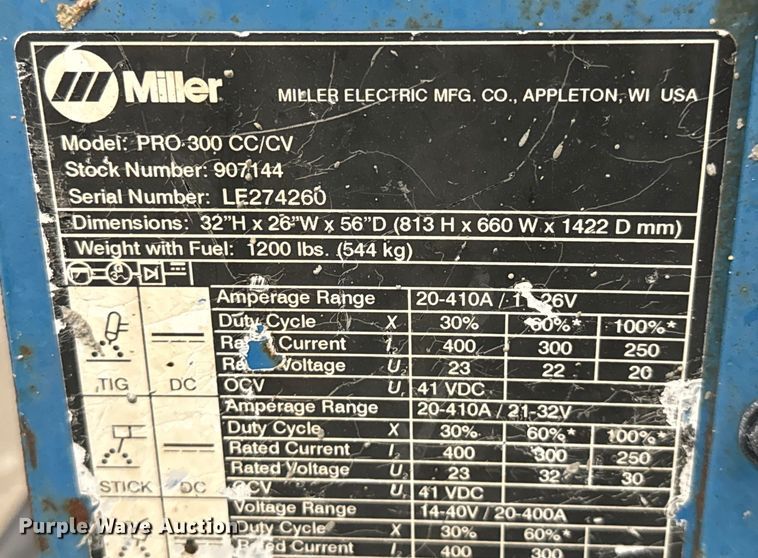 image for item LF9938 Miller Pro 300 welder/generator