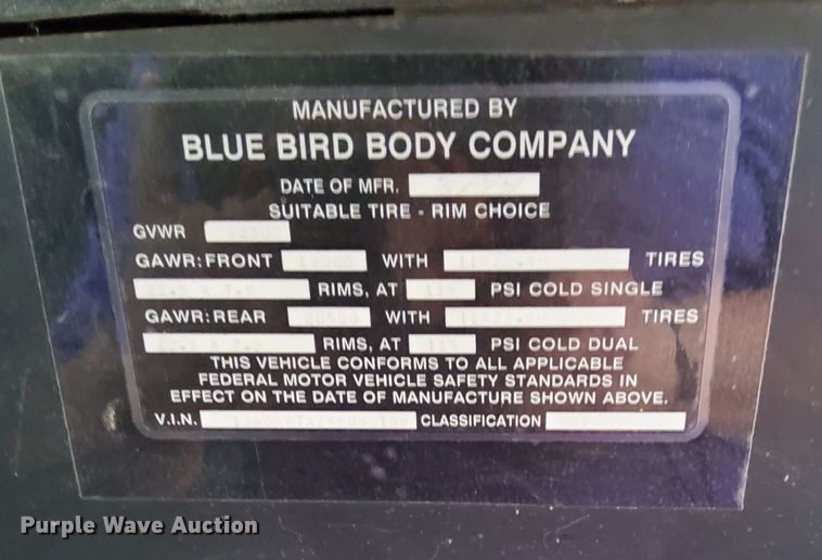 image for item LR9425 1994 Blue Bird  coach bus