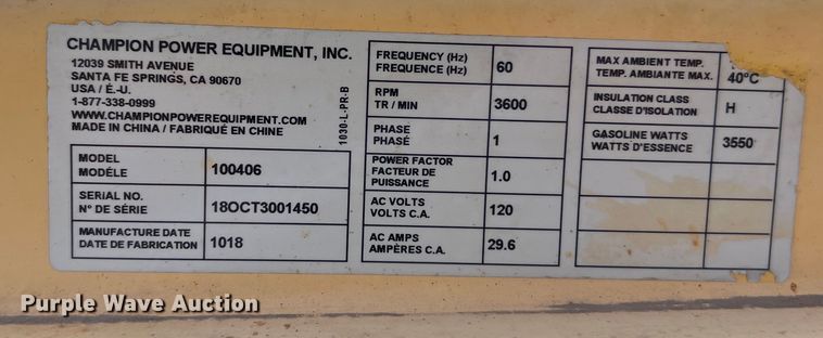 image for item LV9012 (2) Champion generators