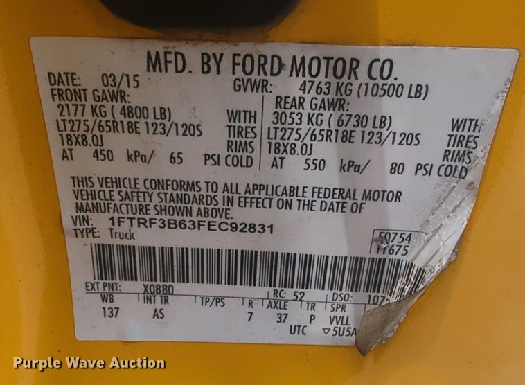 image for item NW9690 2015 Ford  F350 Super Duty utility bed pickup truck