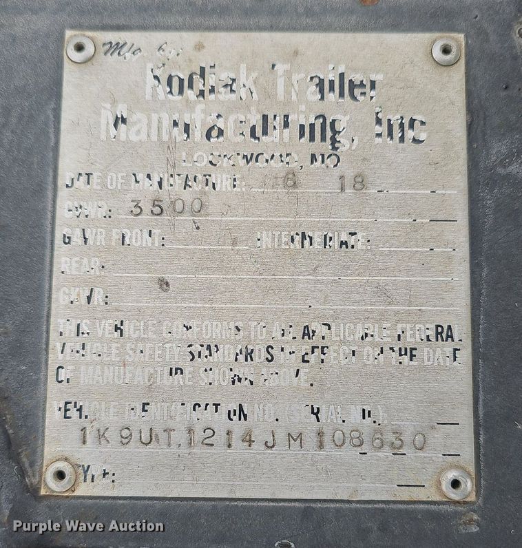 image for item NX9021 2018 Kodiak utility trailer