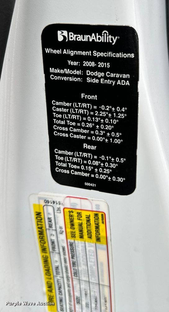 image for item OF9737 2015 Dodge Grand Caravan handicap accessible van