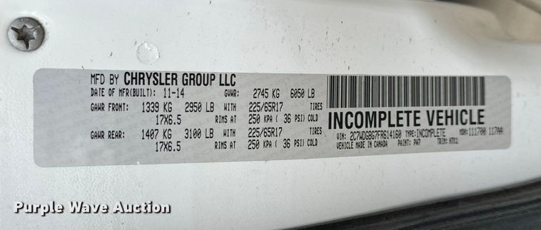 image for item OF9737 2015 Dodge Grand Caravan handicap accessible van