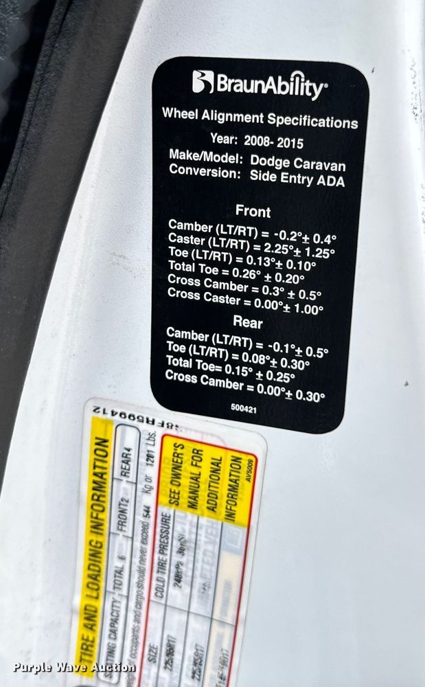 image for item OF9738 2015 Dodge Grand Caravan  handicap accessible van