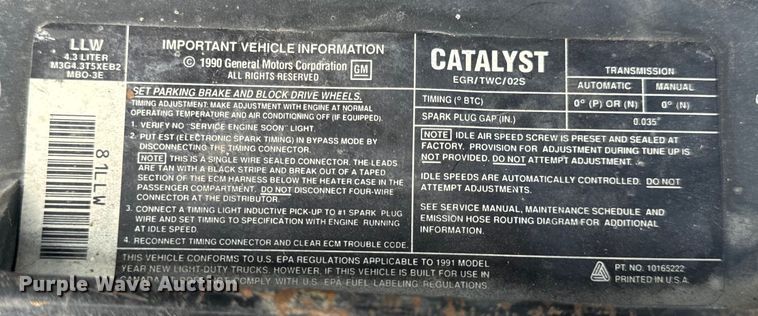 image for item OF9928 1991 Chevrolet  S10 pickup truck