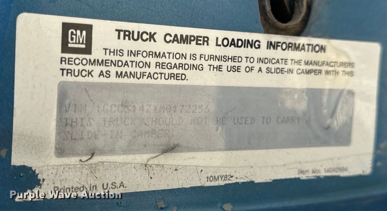 image for item OF9928 1991 Chevrolet  S10 pickup truck