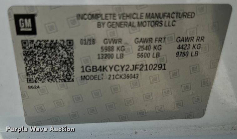 image for item OG9617 2018 Chevrolet  3500HD Crew Cab flatbed pickup truck