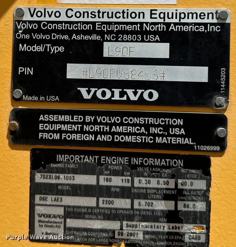 image for item DQ6924 2008 Volvo L90F wheel loader