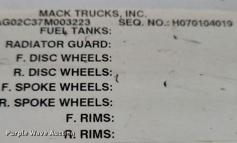 image for item DR4390 2007 Mack Granite CV513 ready mix truck
