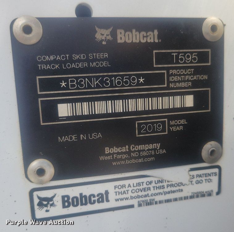 image for item DR4402 2019 Bobcat T595 tracked skid steer loader