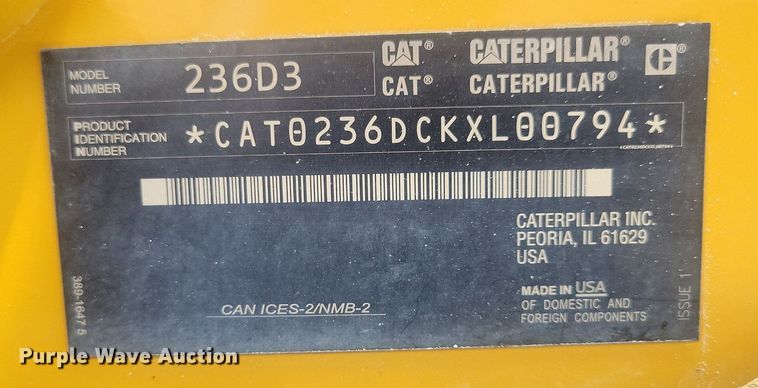 image for item DR4403 2019 Caterpillar 236D3 skid steer loader