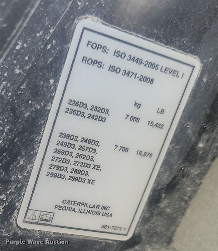 image for item DR4403 2019 Caterpillar 236D3 skid steer loader