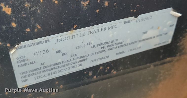 image for item DR4425 2012 Doolittle enclosed cargo trailer