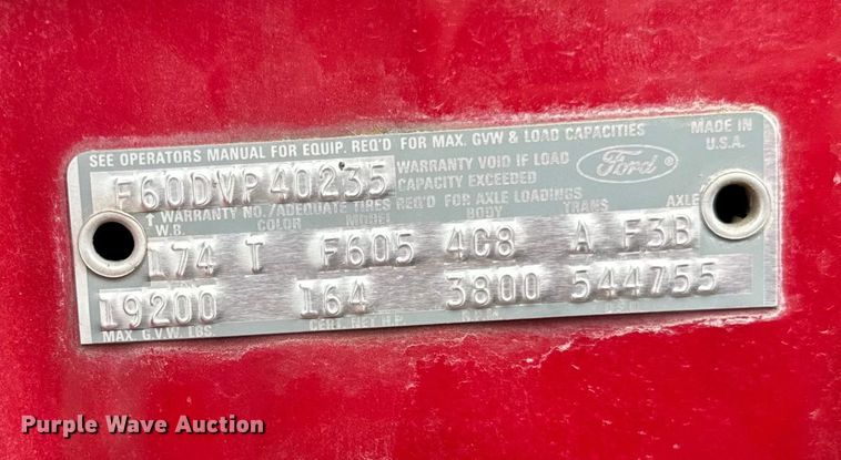 image for item DV5865 1972 Ford  F600 with Vermeer tree spade