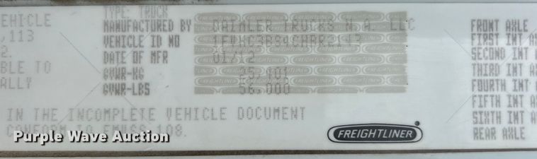 image for item EG0841 2012 Freightliner  Businesss Class M2 dump truck