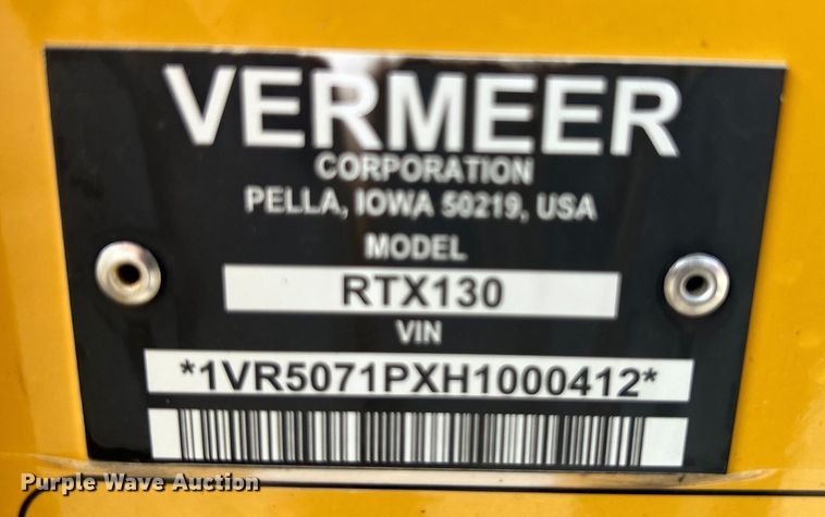 image for item EG0889 2017 Vermeer RTX130 trencher