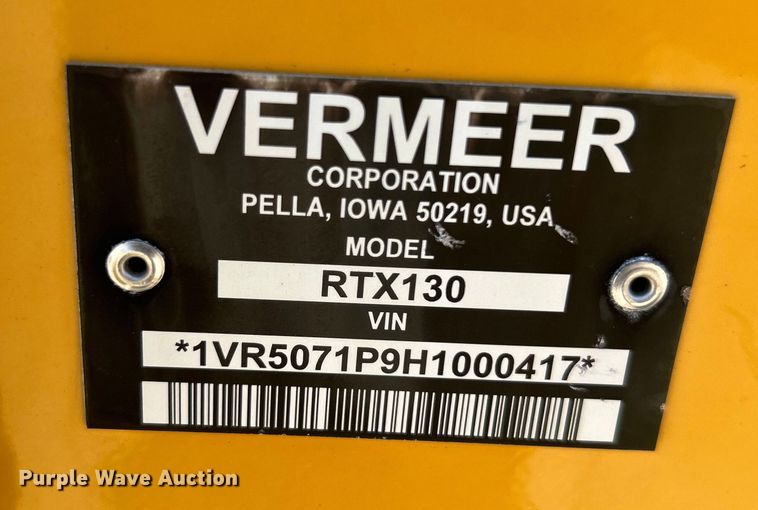 image for item EG0899 2017 Vermeer  RTX130 trencher