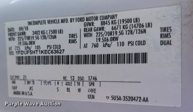 image for item EG0917 2019 Ford F550 Super Duty utility / service truck