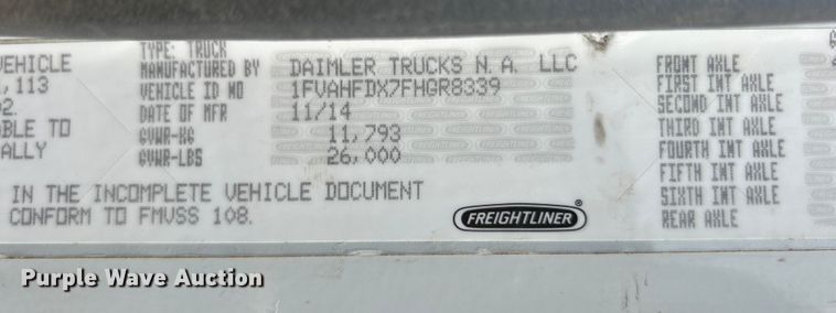 image for item EG0921 2015 Freightliner  utility / service truck