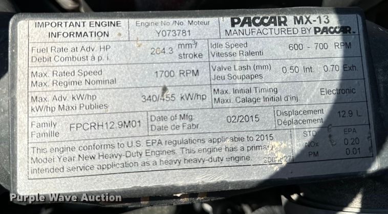 image for item EH4351 2016 Peterbilt 567 semi truck