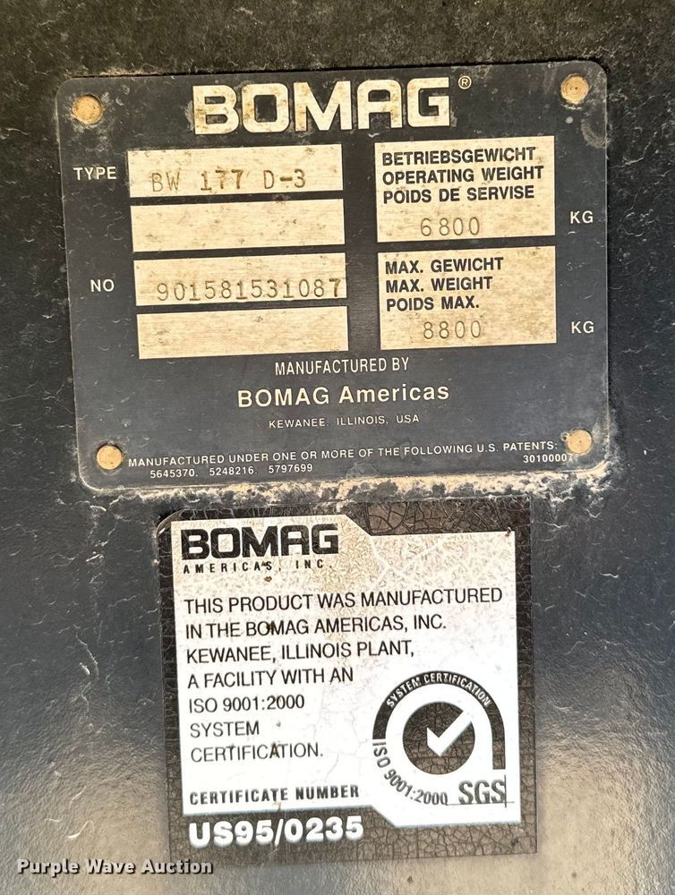 image for item EH4374 2004 Bomag BW177D-3 single drum vibratory roller