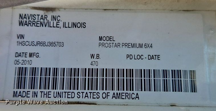 image for item EI8219 2011 International  ProStar dump truck